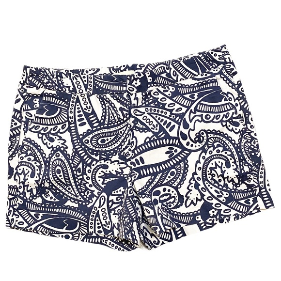 Lucy & Laurel Pants - Lucy & Laurel Shorts Navy and White Paisley Print